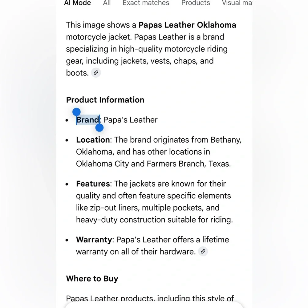 Papa’s Oklahoma Leather Motorcycle Jacket with zipout lining - Picture 10 of 10